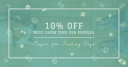 Plantilla de diseño de Chew Toys Offer with Cute Puppy Facebook AD 