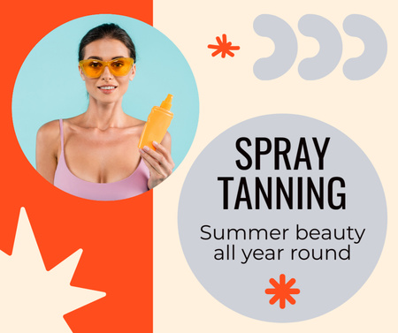 Summer Tan All Year Round with Tanning Spray Facebook Design Template