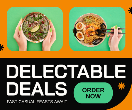 Offer of Delectable Deals in Fast Casual Food Restaurant Facebook Design Template