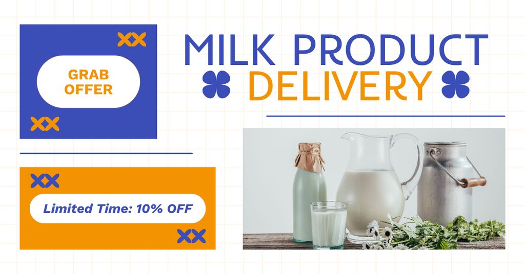 Designvorlage Delivery of Fresh Organic Milk Products für Facebook AD