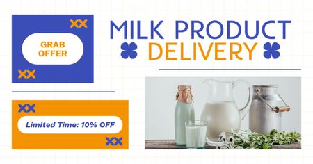 Platilla de diseño Delivery of Fresh Organic Milk Products Facebook AD
