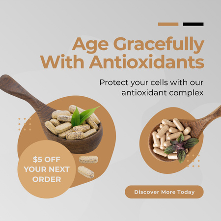 Ontwerpsjabloon van Instagram van Dietary Supplements with Antioxidants for Age Gracefully