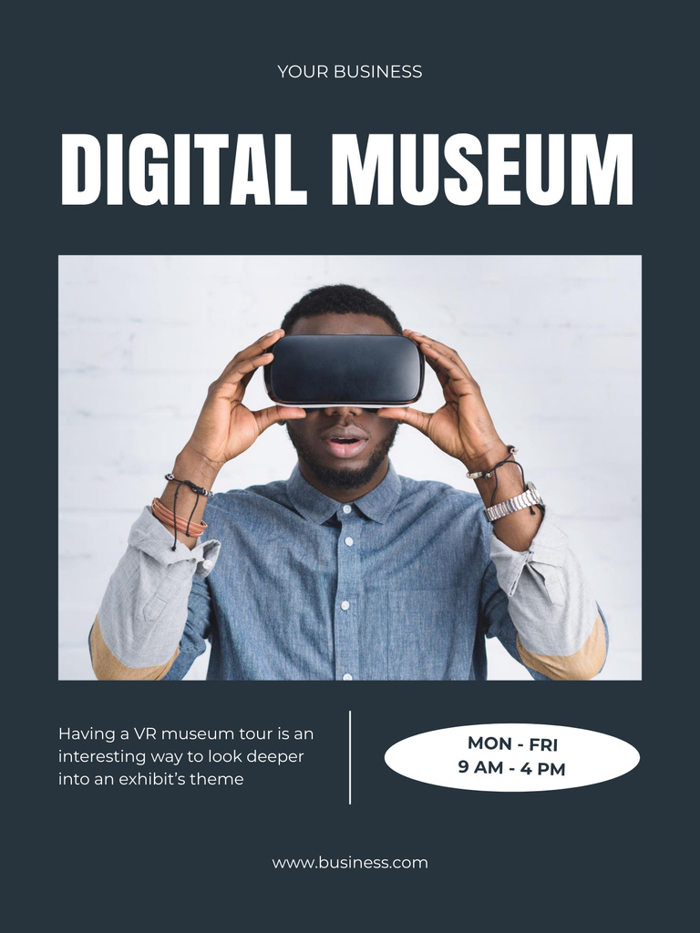 Digital Museum Exposition Ad Poster 36x48in Design Template
