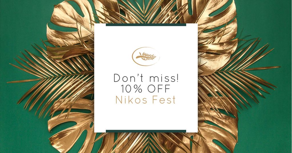 Ontwerpsjabloon van Facebook AD van Nikos Fest Special Offer with Golden Branches