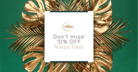 Ontwerpsjabloon van Facebook AD van Nikos Fest Special Offer with Golden Branches