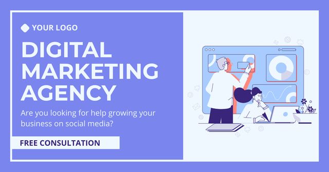 Cutting-edge Digital Marketing Agency With Free Consultation Facebook AD – шаблон для дизайну