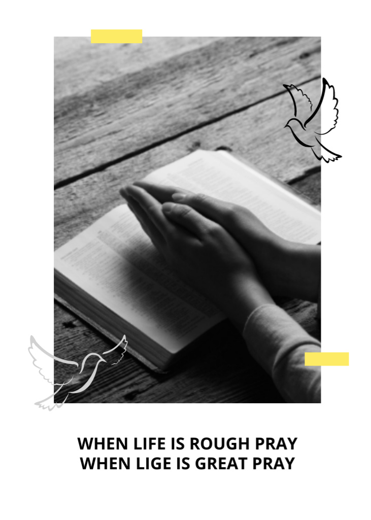 Quote About Prayer With Photo of Hands in Pray Postcard 5x7in Vertical – шаблон для дизайну