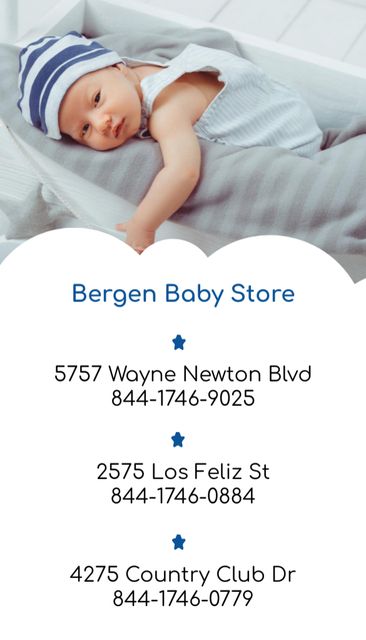 Store Offer for Newborns Business Card US Vertical Design Template