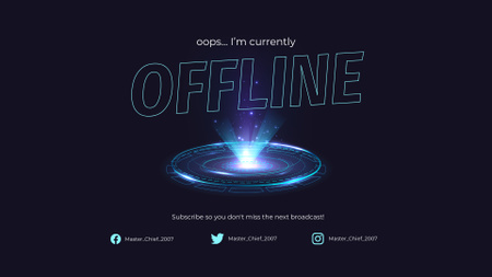 Promoção de canal de jogos com luz brilhante Twitch Offline Banner Modelo de Design