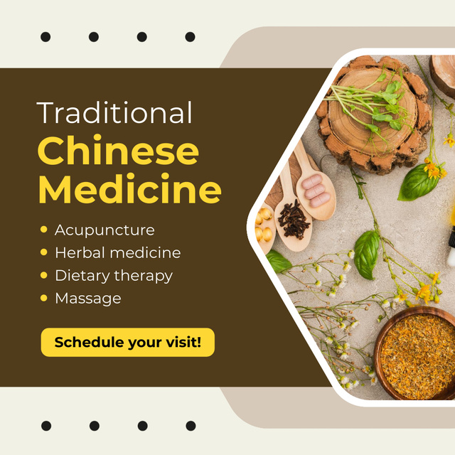 Set Of Methods And Herbs From Traditional Chinese Medicine Animated Post tervezősablon