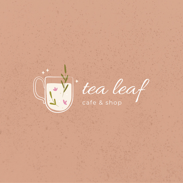 Exquisite Cafe And Shop Ad with Tea Cup Logo Design Template