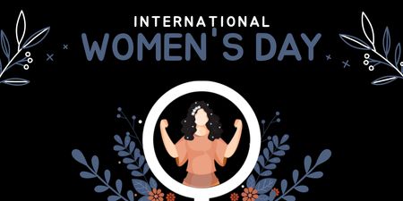 International Women's Day Greeting with Illustration Twitter Design Template