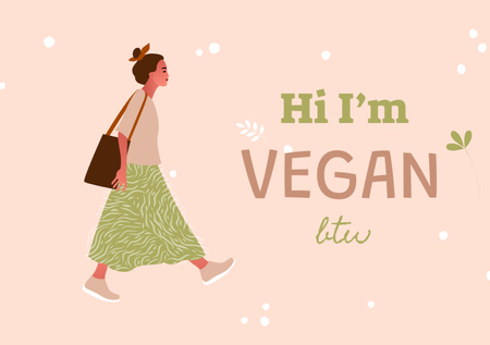 Vegan Lifestyle Concept with Stylish Woman Postcard A5 Tasarım Şablonu