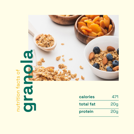 Informações Nutricionais sobre Granola Instagram Modelo de Design