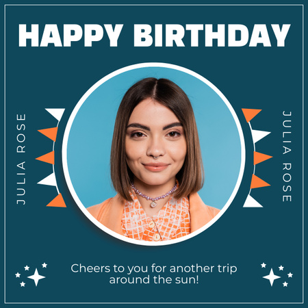 Semleges kék születésnapi köszöntés egy barátnak LinkedIn post tervezősablon
