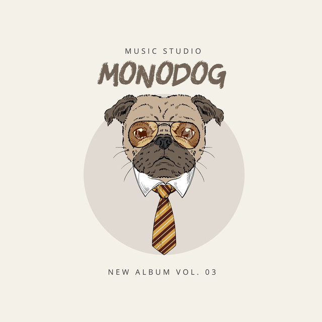 New Studio Album with a drawn Dog Album Cover Modelo de Design