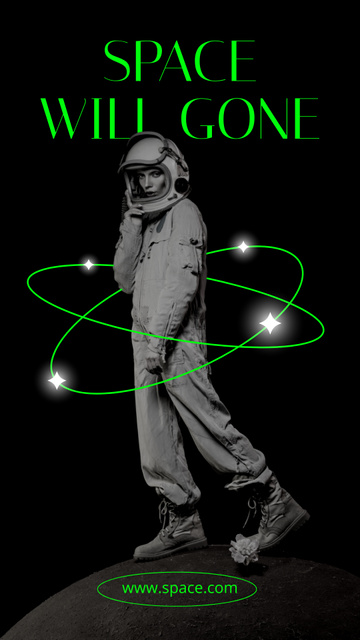 Designvorlage Girl in Space Suit für Instagram Story