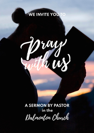 Platilla de diseño Silhouette of Praying Woman with Bible Flyer A7