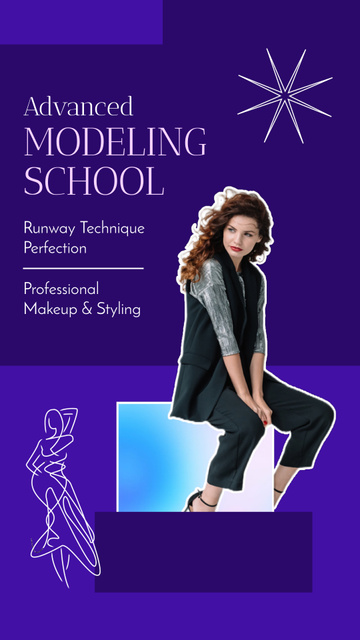 Top Modeling School With Runway Techniques Instagram Video Story Šablona návrhu