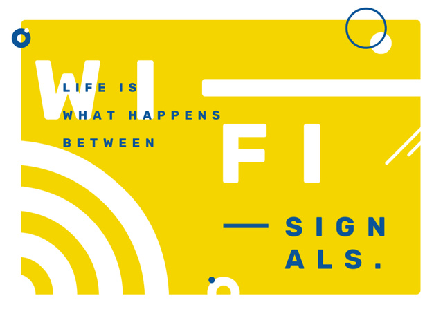 Illustration of Wi-Fi Technology Sign In Yellow Postcard 5x7in Tasarım Şablonu