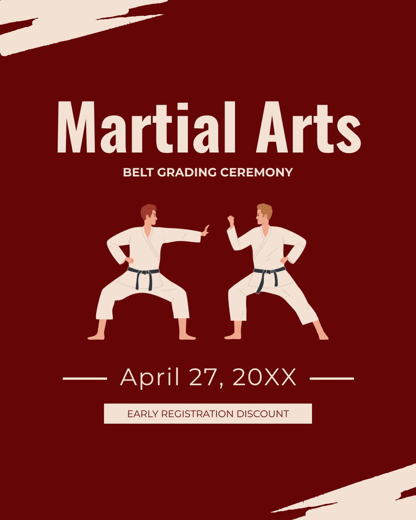 Martial Arts Belt Grading Ceremony Invitation Instagram Post Vertical Modelo de Design
