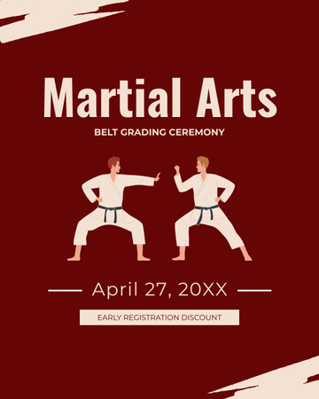 Plantilla de diseño de Invitación a la ceremonia de calificación del cinturón de artes marciales Instagram Post Vertical 