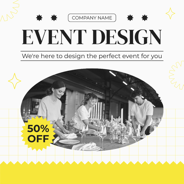Discount on Event Design Agency Services Instagram AD – шаблон для дизайна