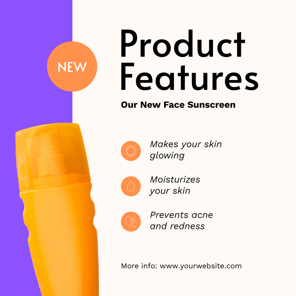 Sunscreen Features Ad Instagram Tasarım Şablonu