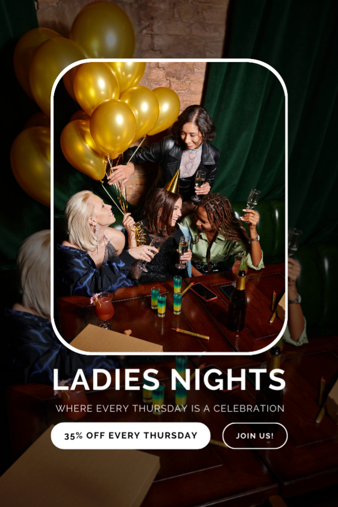 Discount on Cocktails and Champagne for Women's Parties Tumblr tervezősablon