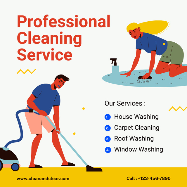 Cartoon People on Cleaning Service Ad Instagram Πρότυπο σχεδίασης