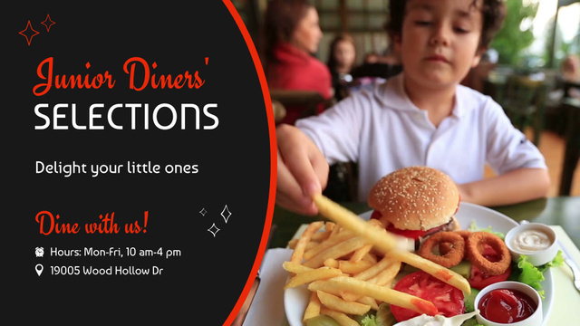 Delights Selection For Kids In Fast Restaurant Full HD videoデザインテンプレート