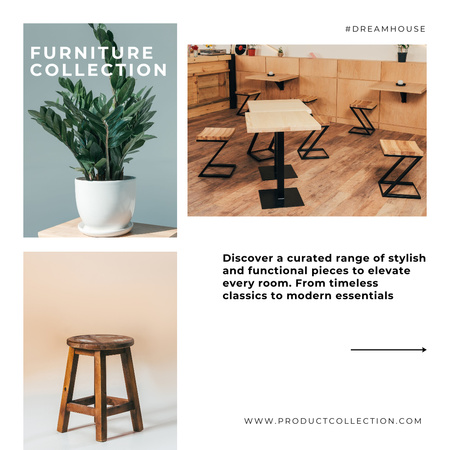 Moderni ja minimalistinen kodin huonekalutarjous Instagram Design Template