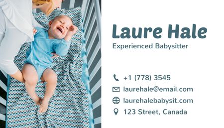 Babysitting Services Ad with Cute Baby Business Card US Design Template