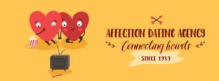 Hearts watching TV on Valentine's Day Facebook Video cover Design Template