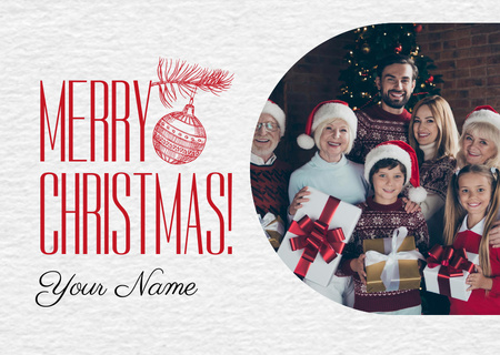 Delightful Christmas Holiday Congrats with Big Happy Family Postcard Design Template