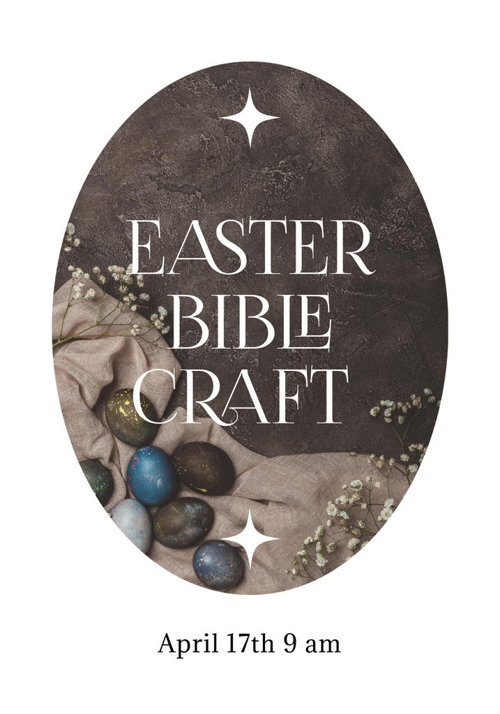 Easter Bible Crafts Fair Ad with Fancy Painted Eggs Poster 28x40in Modelo de Design