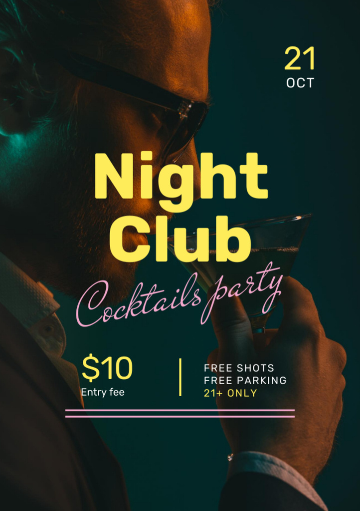 Man Drinking from Glass at Cocktail Party Flyer A5 – шаблон для дизайну