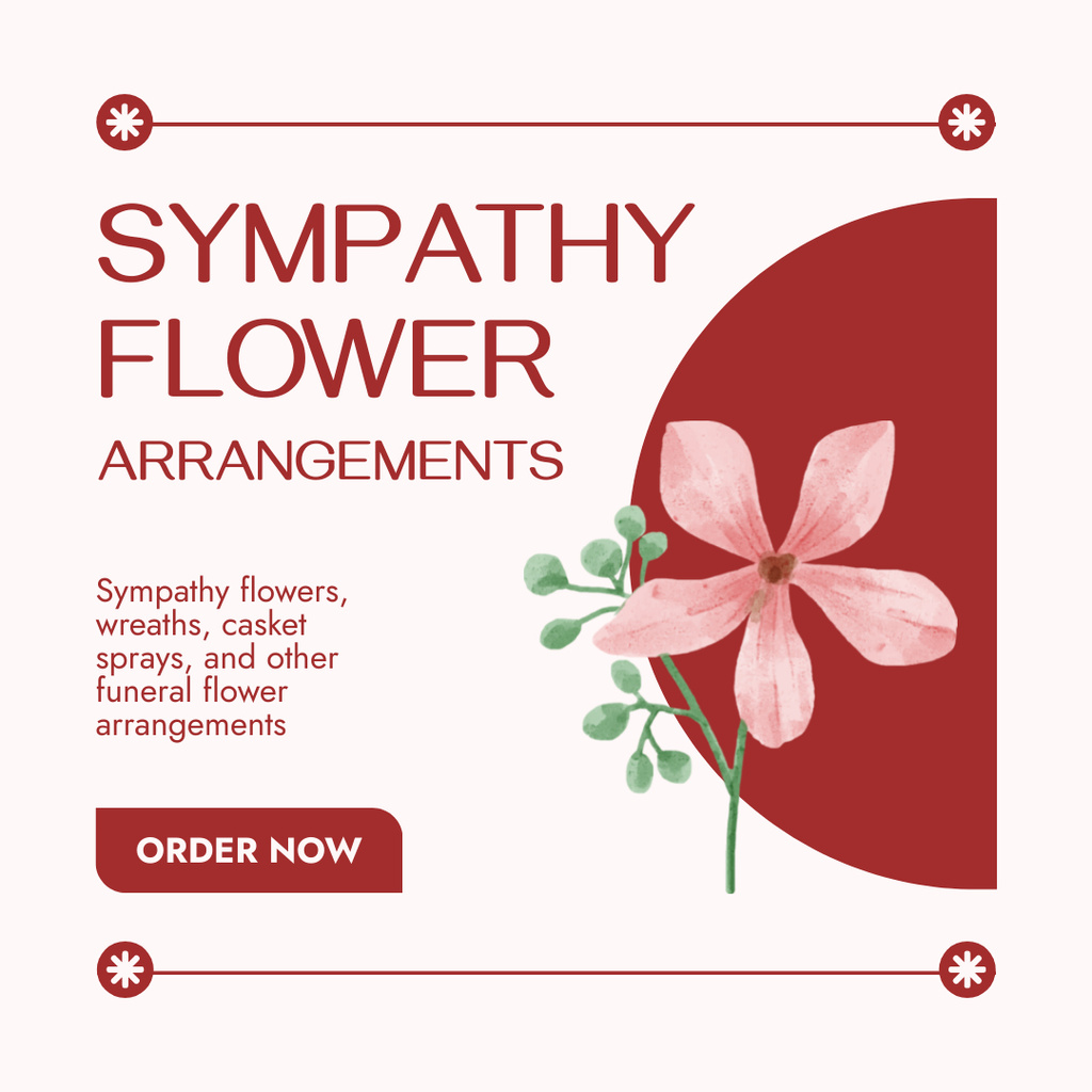 Sympathy Flower Arrangements Service Ad with Delicate Flower Instagram ADデザインテンプレート