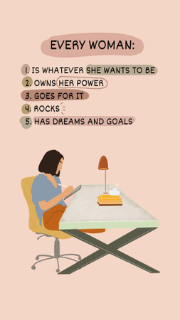 Girl Power Inspiration with Woman on Workplace Instagram Story Design Template