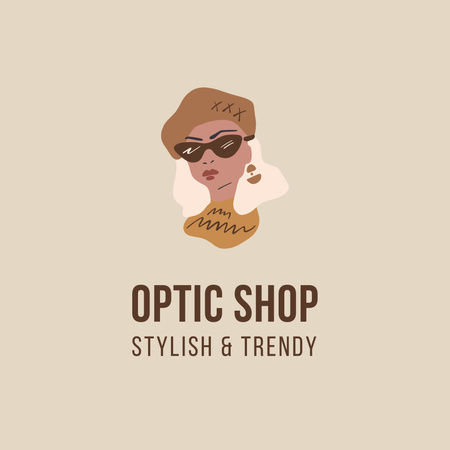 Girl in Stylish Sunglasses Logo Design Template