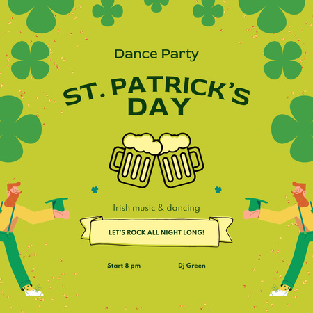 Platilla de diseño Patrick's Day Dance Party Announce Animated Post