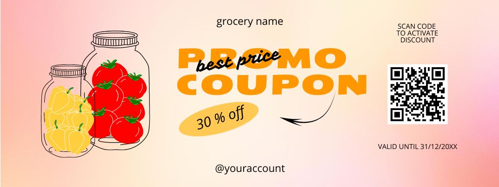Grocery Store Ad with Pickled Vegetables Coupon Design Template