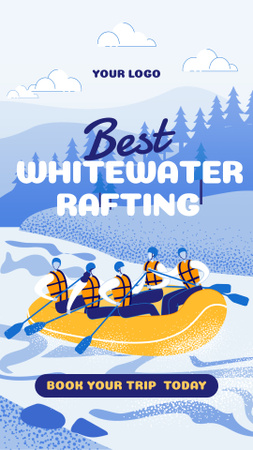 Whitewater Rafting Adventure Promotion With Illustration Instagram Video Story Design Template