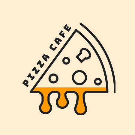 Pizzeria Emblem with Piece of Delicious Pizza Logo 1080x1080pxデザインテンプレート