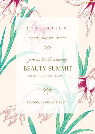 Beauty summit announcement on Spring Flowers Flayerデザインテンプレート