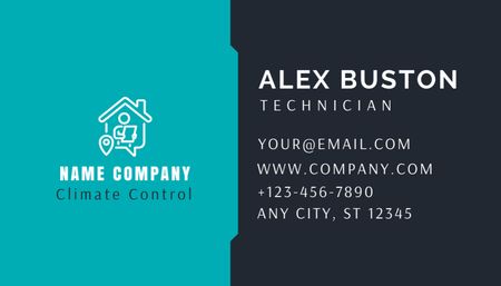 Climate Control Systems Maintenance on Dark Blue Business Card US Design Template