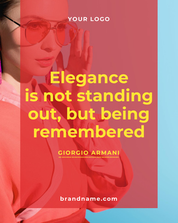 Quote about Elegance with Young Attractive Woman Poster 16x20in Design Template