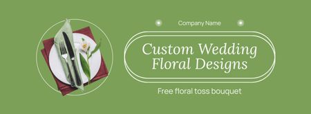 Desenhos florais personalizados para cerimônias de casamento elegantes Facebook cover Modelo de Design