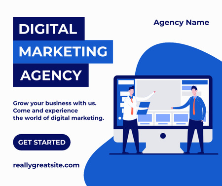 Digital Marketing Agency Services with Computer Facebook Design Template