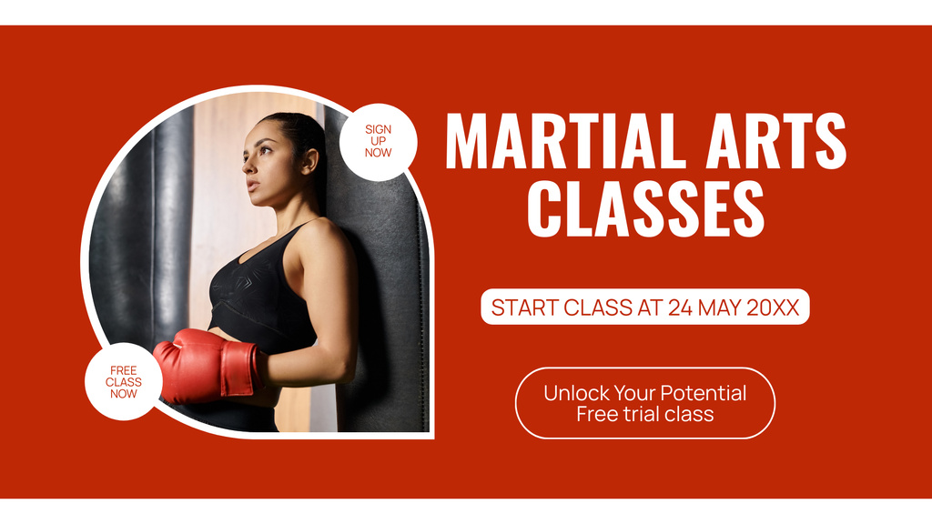 Plantilla de diseño de Free Trial Martial Arts Class FB event cover 